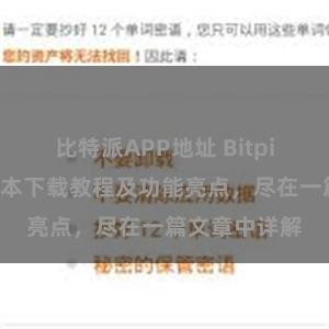 比特派APP地址 Bitpie钱包最新版本下载教程及功能亮点，尽在一篇文章中详解